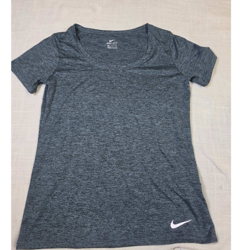 Nike Dri-FIT Womens Small Gray Heathered Scoop Neck Short Sleeve Training Tee